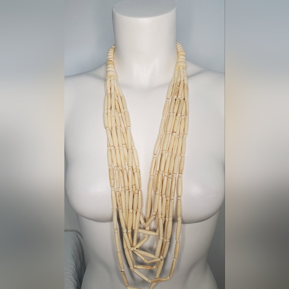 R.J.GRAZIANO handmade Vintage multistrand -Bone Bead Necklace